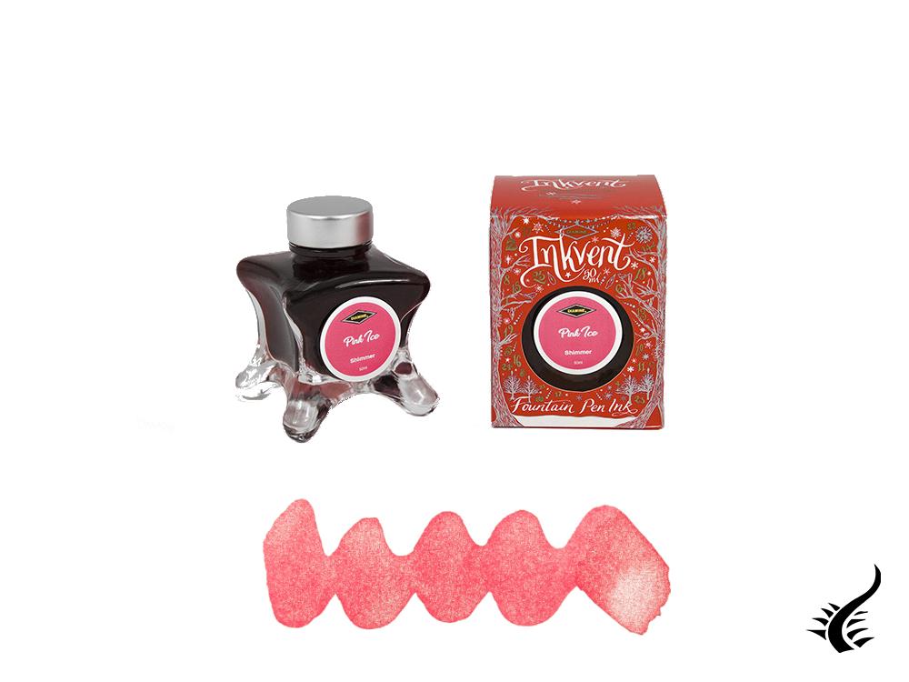 Bouteille d'encre rouge Diamine Pink Ice Ink Vent, 50 ml, rose, verre