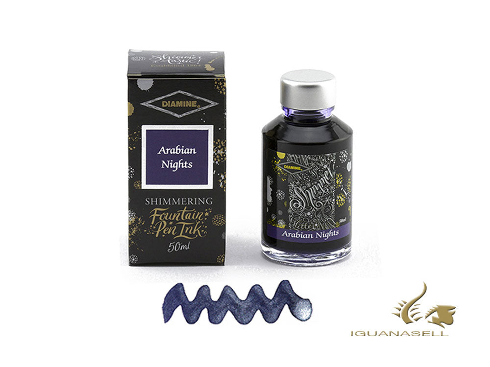 Flacon d'encre scintillante Mille et Une Nuits de Diamine, 50 ml, cristal