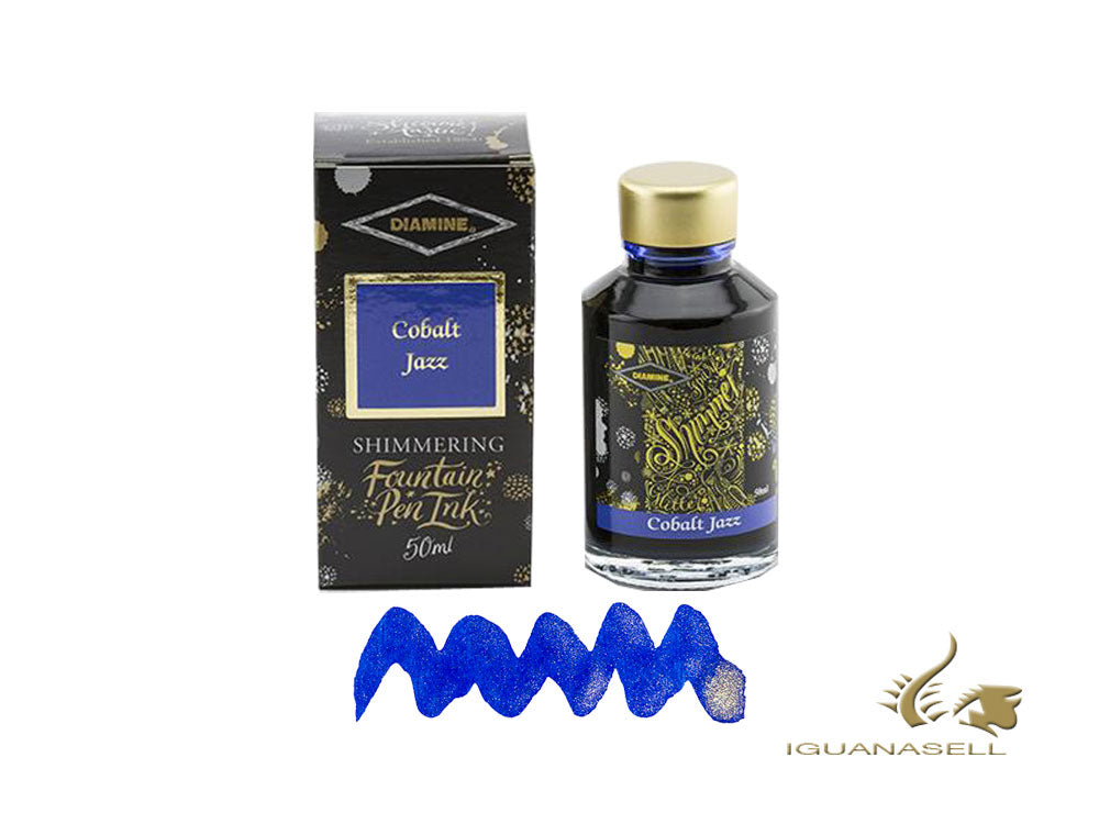 Diamine Shimmering Cobalt Jazz Ink Bottle, 50ml., Crystal