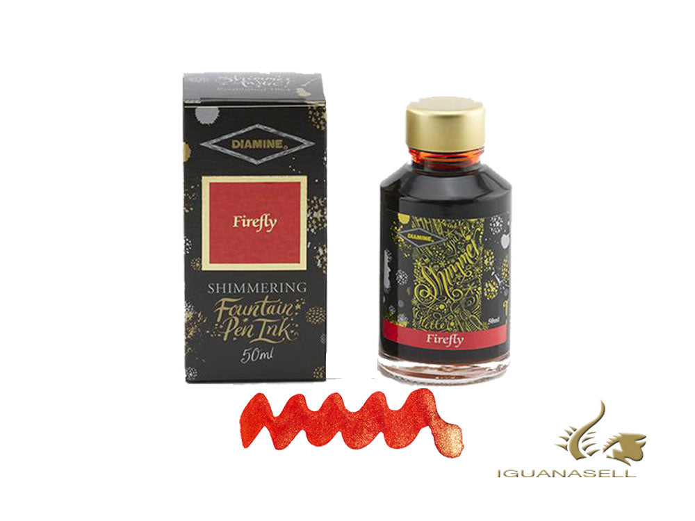 Flacon d'encre scintillante Diamine Firefly, 50 ml, orange, cristal