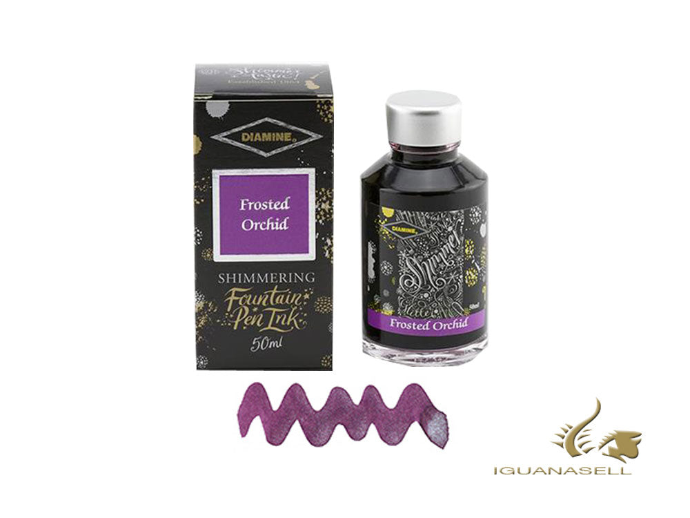 Diamine Shimmering Frosted Orchid Ink Bottle, 50ml., Crystal