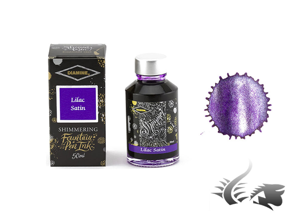 Flacon d'encre satinée lilas scintillante Diamine, 50 ml, violet, cristal