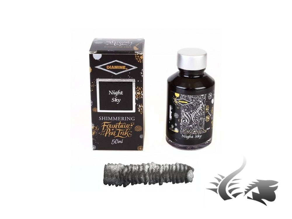 Diamine Shimmering Night Sky Ink Bottle, 50ml, Crystal