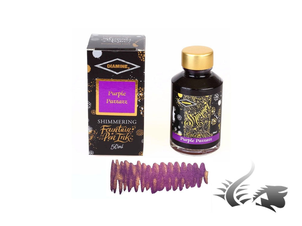 Diamine Shimmering Purple Pazzazz Ink Bottle, 50ml, Crystal