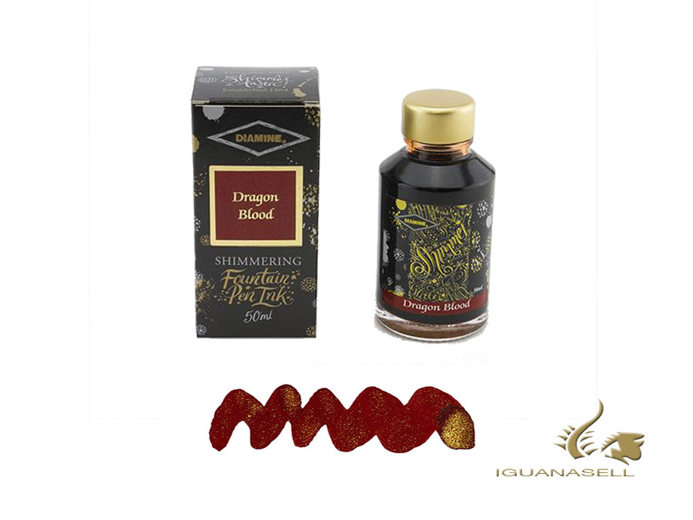 Diamine Shimmering Dragon Blood Ink Bottle, 50ml., Crystal