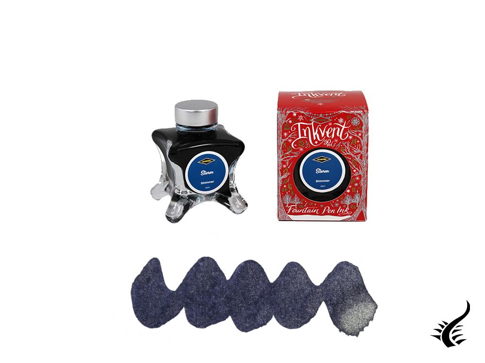 Bouteille d'encre rouge Diamine Storm Ink Vent, 50 ml, bleu, verre