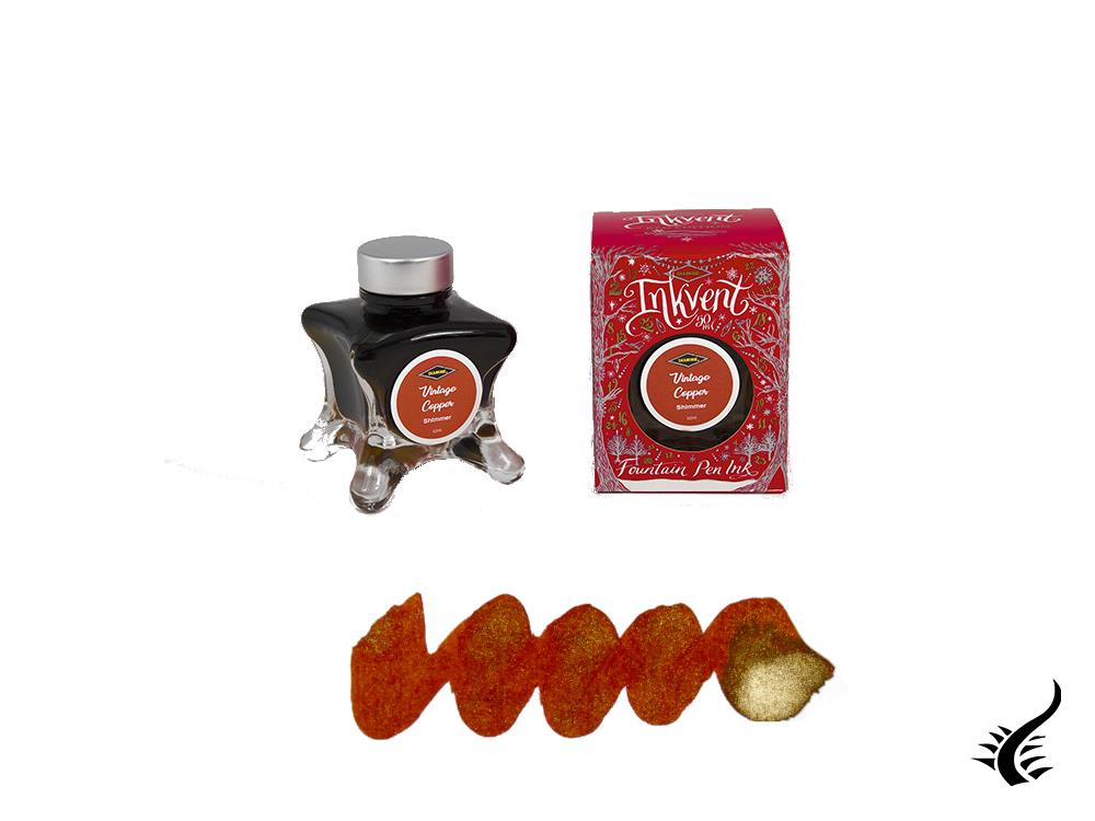 Diamine Vintage Copper Ink Vent Red Ink Bottle, 50ml, Orange, Glass