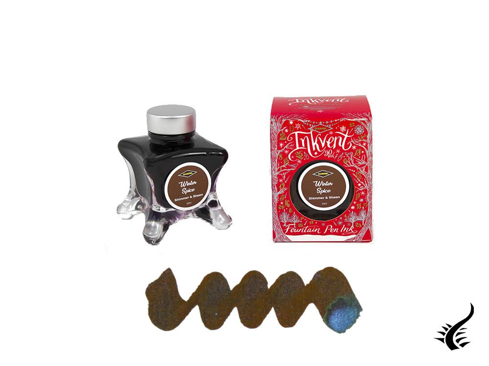 Bouteille d'encre rouge Diamine Winter Spice Ink Vent, 50 ml, marron, cristal