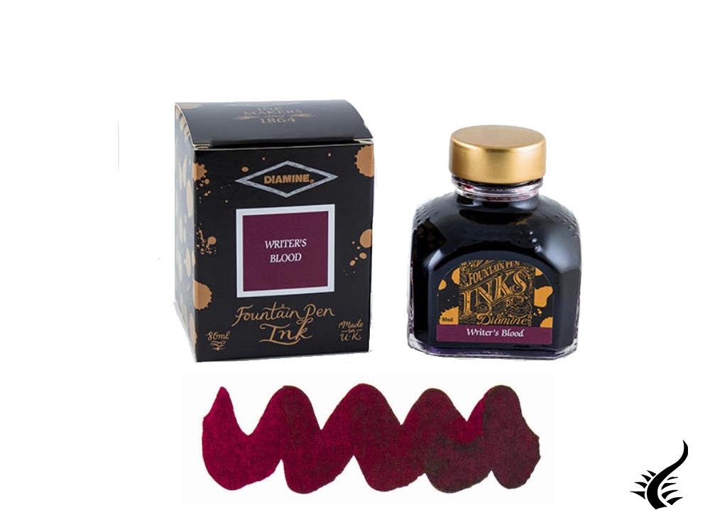 Diamine Writers Blood Ink Bottle, 80ml., Red, Crystal