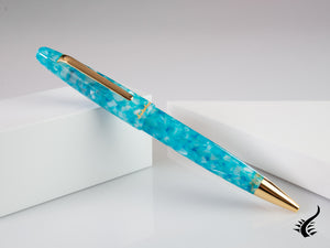 Stylo à bille Esterbrook Estie Aqua, résine, plaqué or, édition spéciale. EAQ719