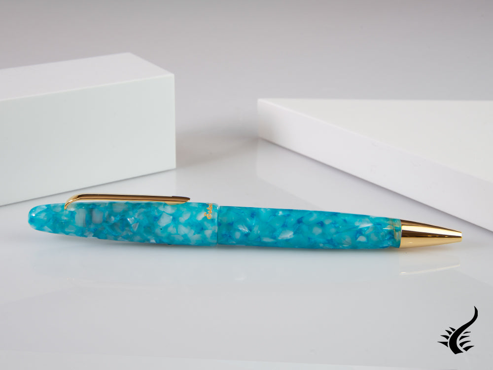 Esterbrook Estie Aqua Ballpoint pen, Resin, Gold plated, Special Edition. EAQ719