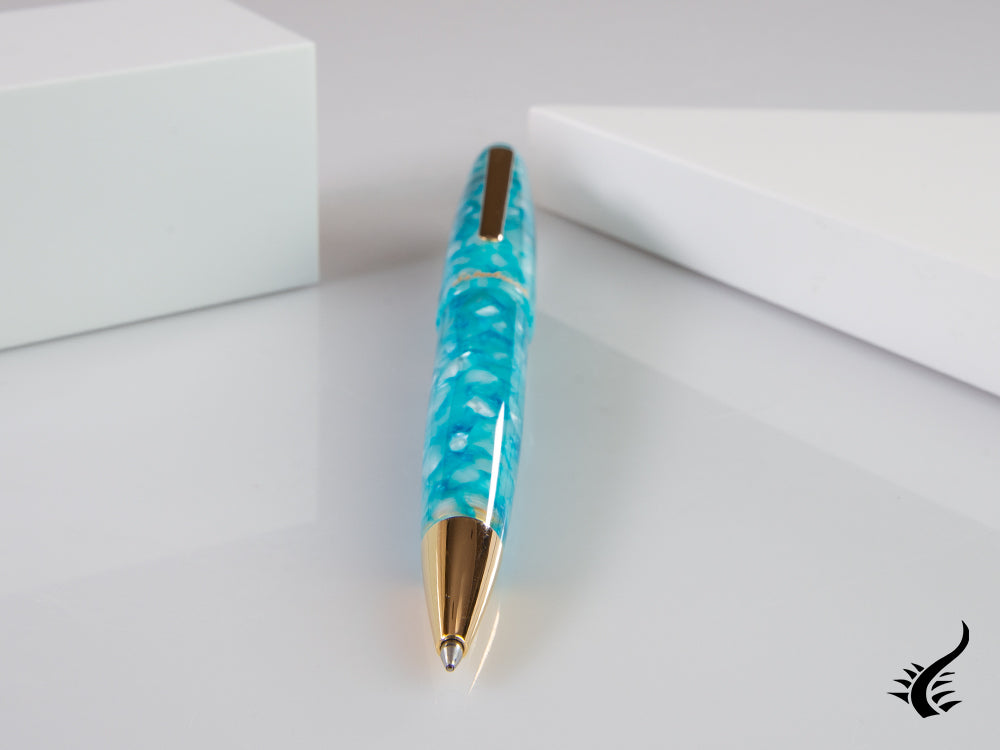 Esterbrook Estie Aqua Ballpoint pen, Resin, Gold plated, Special Edition. EAQ719