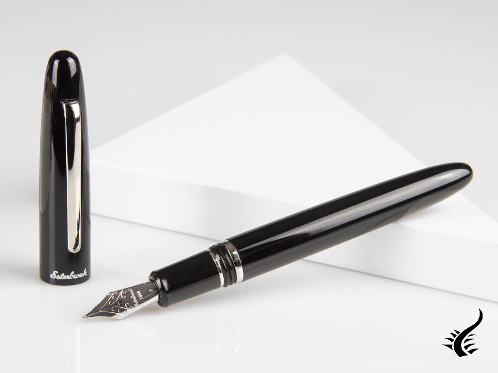 Esterbrook Estie Ebony Fountain Pen, Black Resin, Chrome Trim, E106