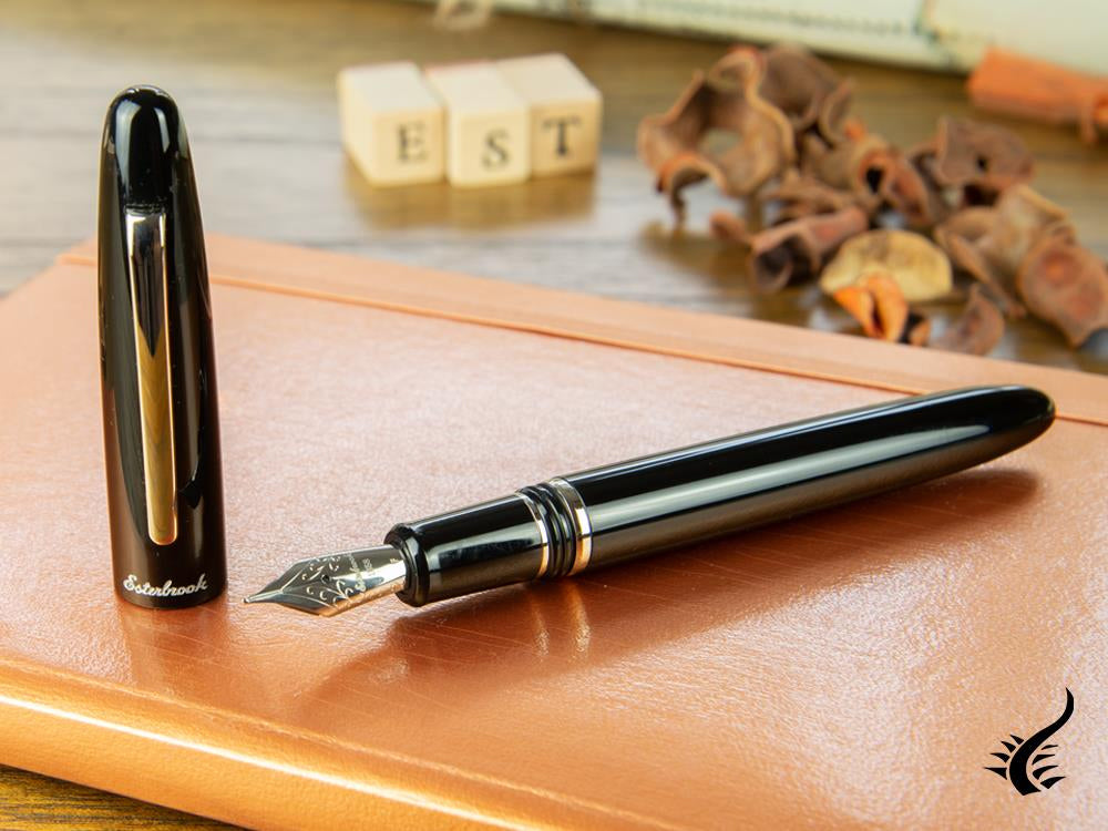 Esterbrook Estie Ebony Fountain Pen, Black Resin, Chrome Trim, E106