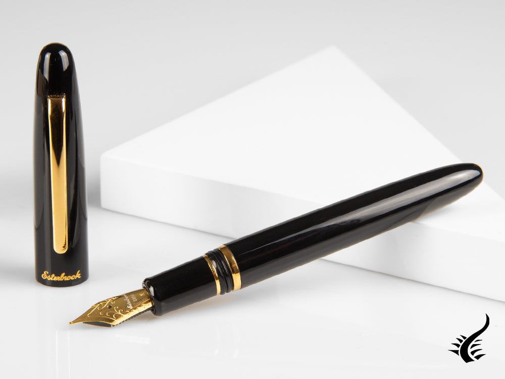 Stylo plume Esterbrook Estie Ebony, résine noire, plaqué or, E116