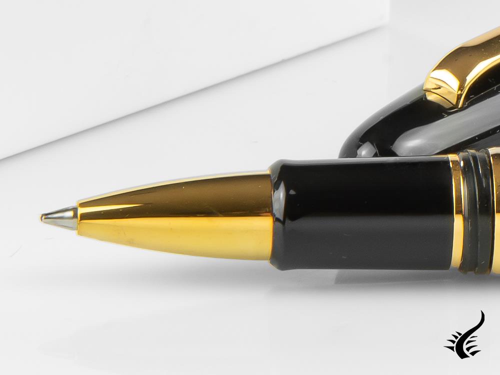 Stylo roller Esterbrook Estie Ebony, résine noire, noir, plaqué or, E117