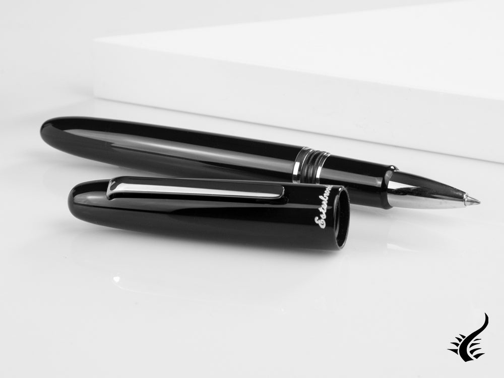 Esterbrook Estie Ebony Rollerball pen, Black Resin, Chrome Trim, E107