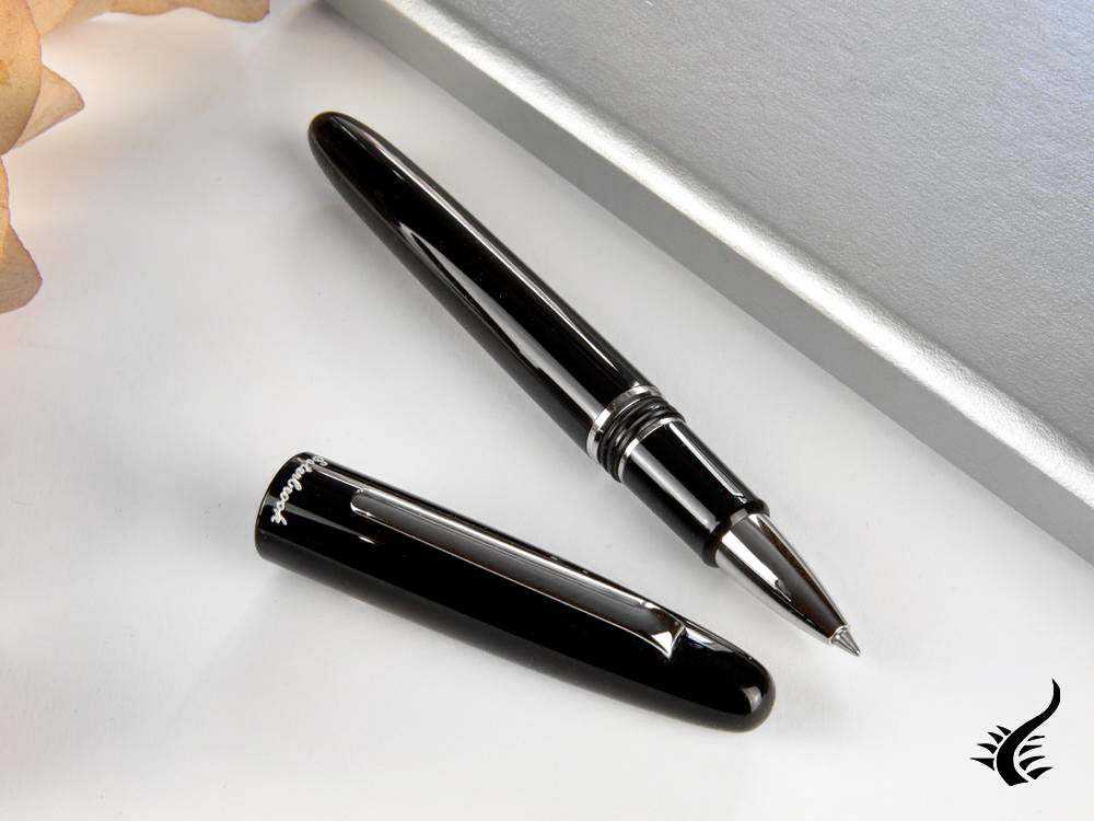 Esterbrook Estie Ebony Rollerball pen, Black Resin, Chrome Trim, E107