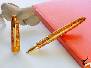 Esterbrook Estie Honeycomb Rollerball pen, Resin, Amber, Gold plated, E427