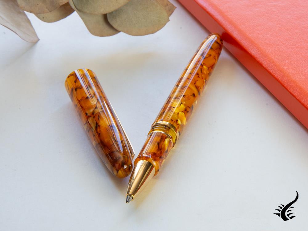 Esterbrook Estie Honeycomb Rollerball pen, Resin, Amber, Gold plated, E427