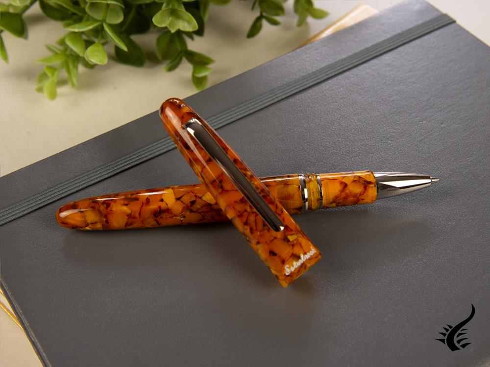 Esterbrook Estie Honeycomb Rollerball pen, Resin, Amber, Chrome Trim, E437