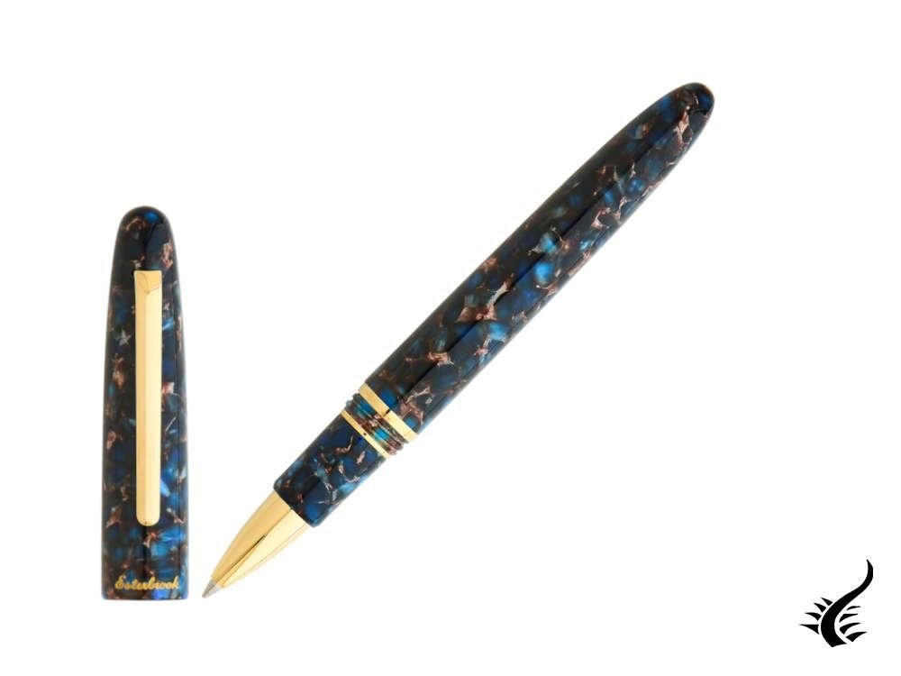 Stylo roller Esterbrook Estie Nouveau Bleu, Résine, Bleu, Plaqué or, ENB157