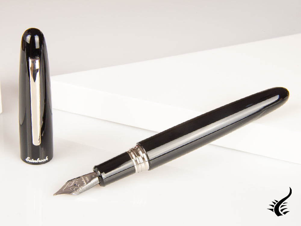 Esterbrook Estie Oversize Ebony Fountain Pen, Black, Chrome Trim, E166