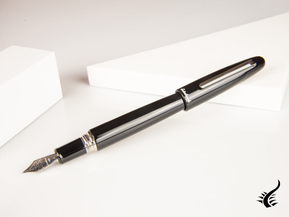 Esterbrook Estie Oversize Ebony Fountain Pen, Black, Chrome Trim, E166