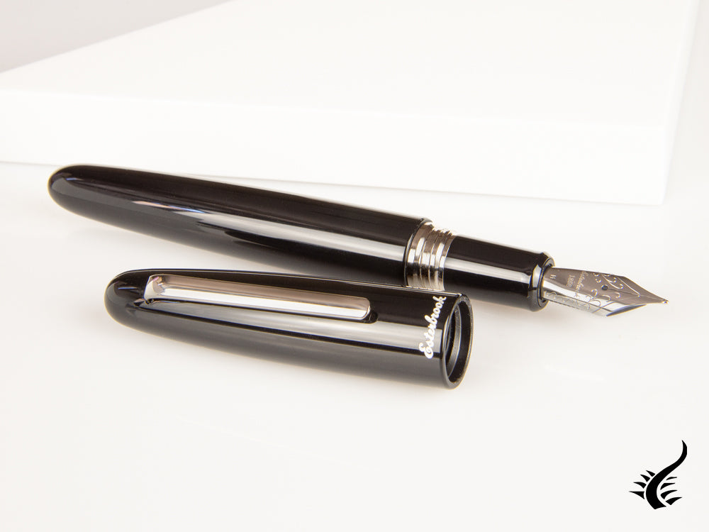 Esterbrook Estie Oversize Ebony Fountain Pen, Black, Chrome Trim, E166