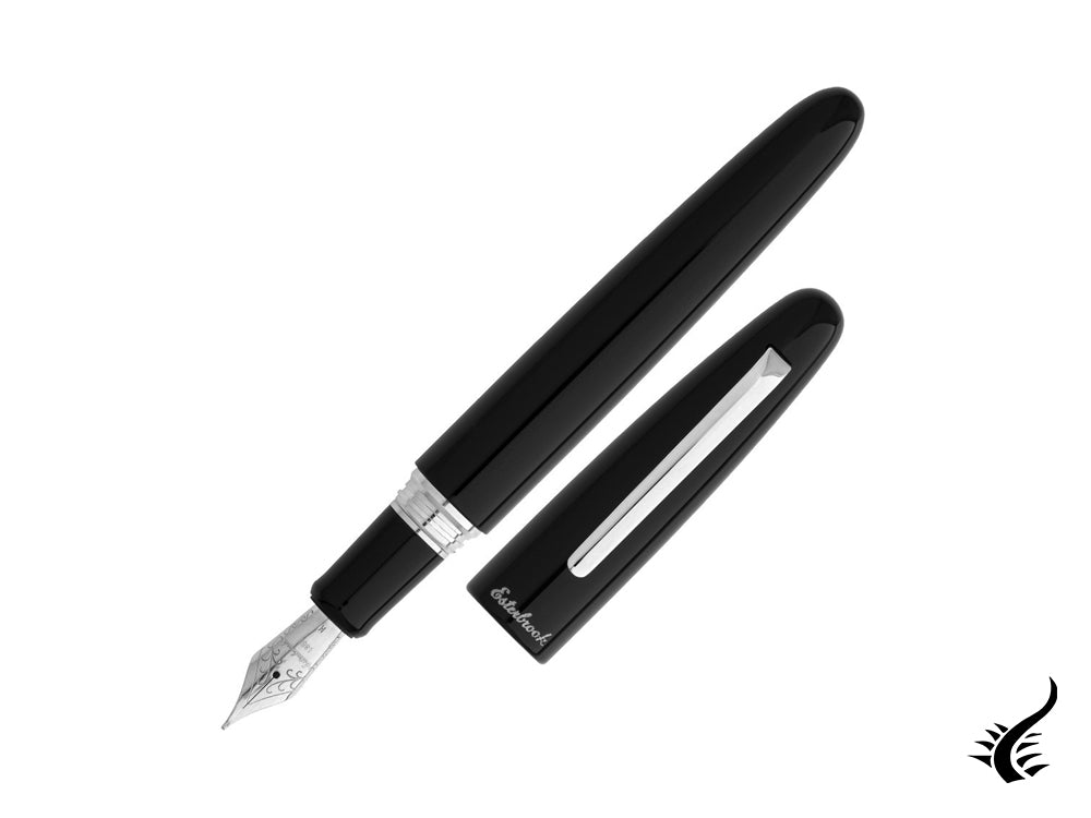 Esterbrook Estie Oversize Ebony Fountain Pen, Black, Chrome Trim, E166