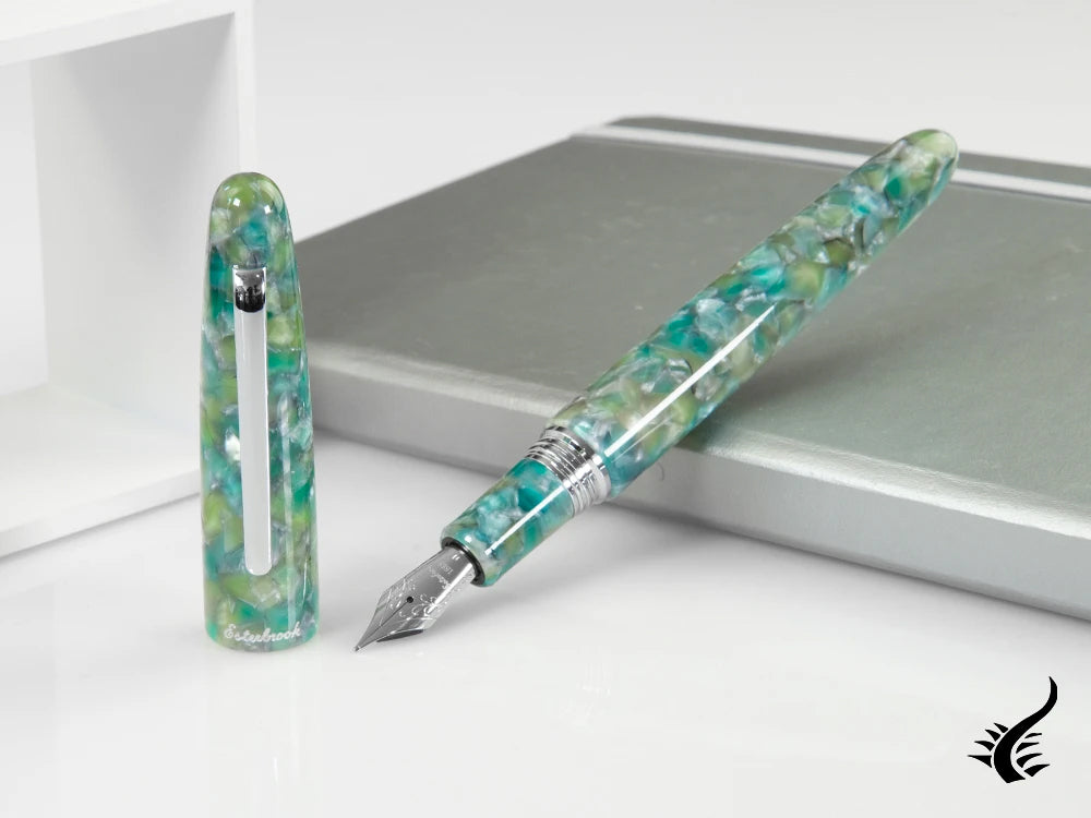 Esterbrook Estie Oversize Sea Glass Fountain Pen, Chrome Trim, ESG826