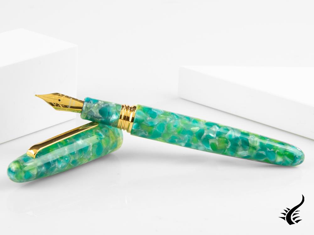 Esterbrook Estie Oversize Sea Glass Fountain Pen, Gold plated, ESG806