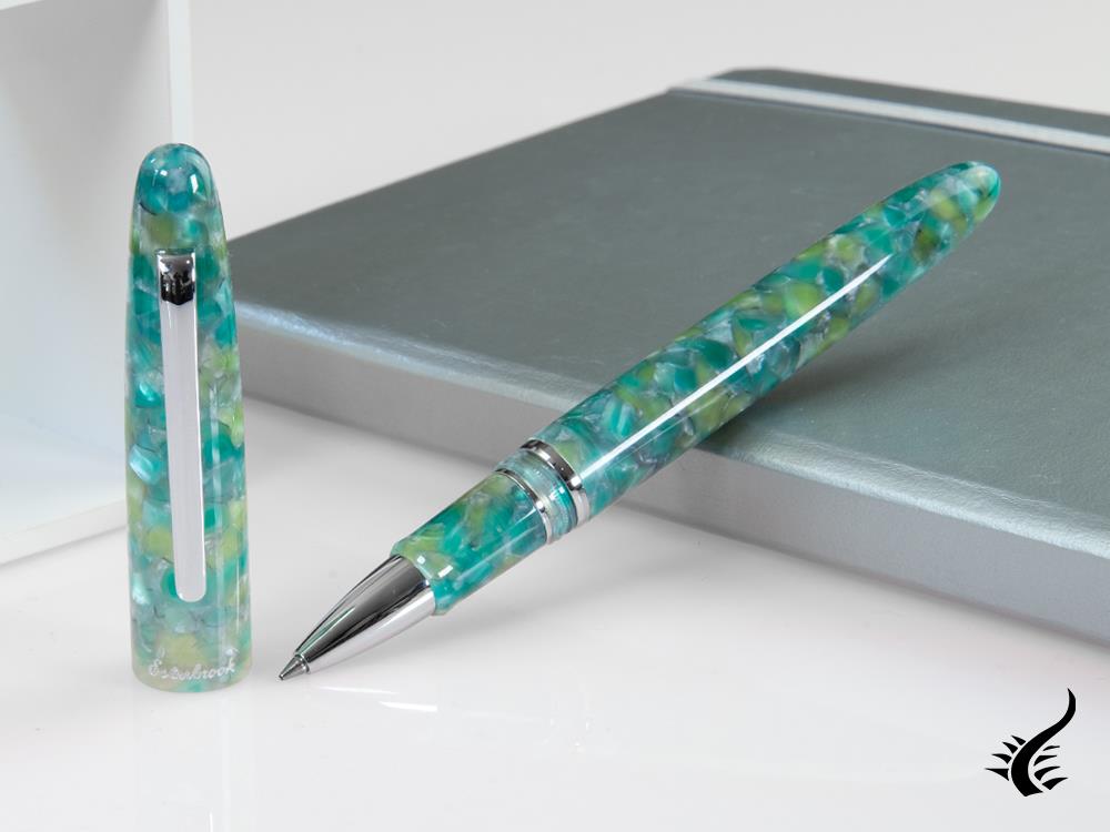 Esterbrook Estie Sea Glass Rollerball pen, Resin, Green, Chrome Trim, ESG827