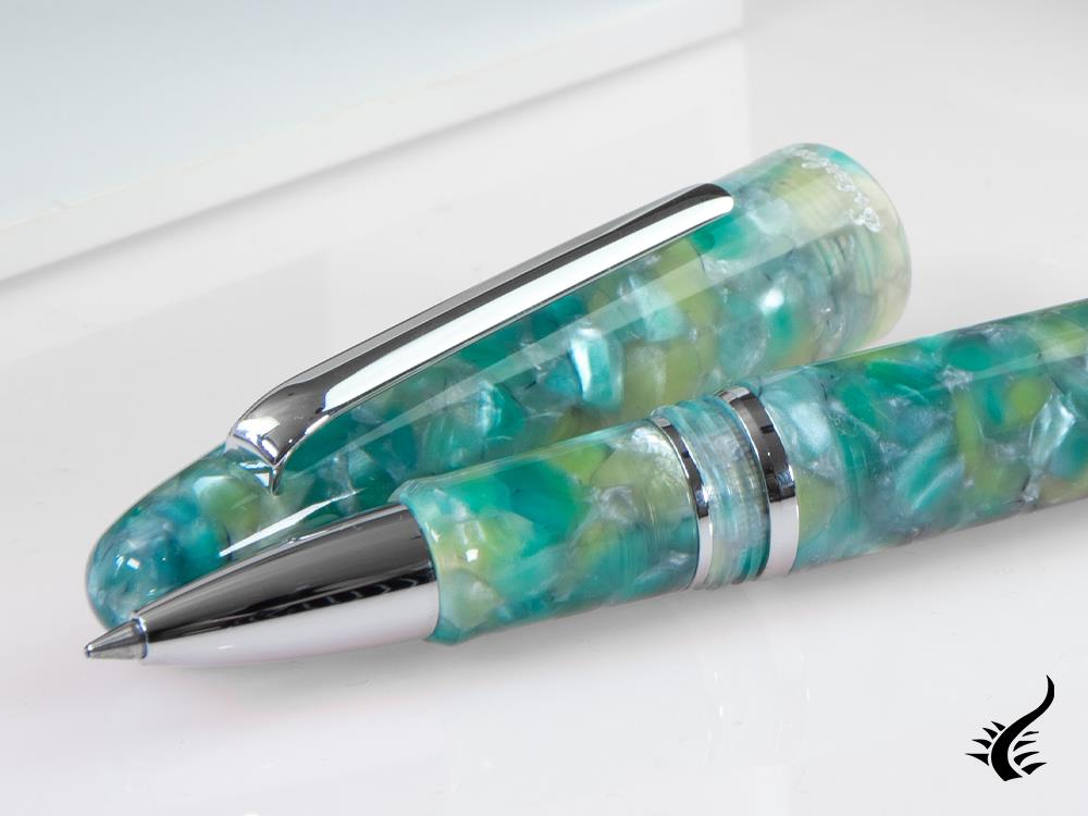 Esterbrook Estie Sea Glass Rollerball pen, Resin, Green, Chrome Trim, ESG827