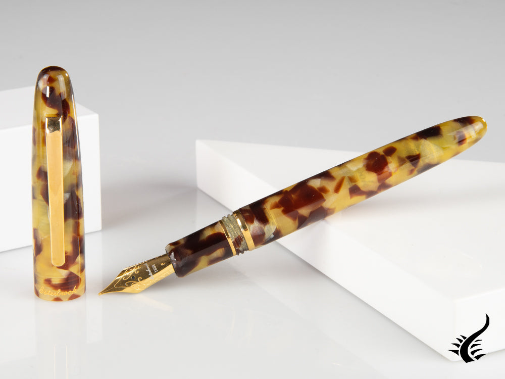 Esterbrook Estie Tortoise Fountain Pen, Black Resin, Gold plated, E136