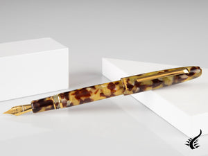 Esterbrook Estie Tortoise Fountain Pen, Black Resin, Gold plated, E136