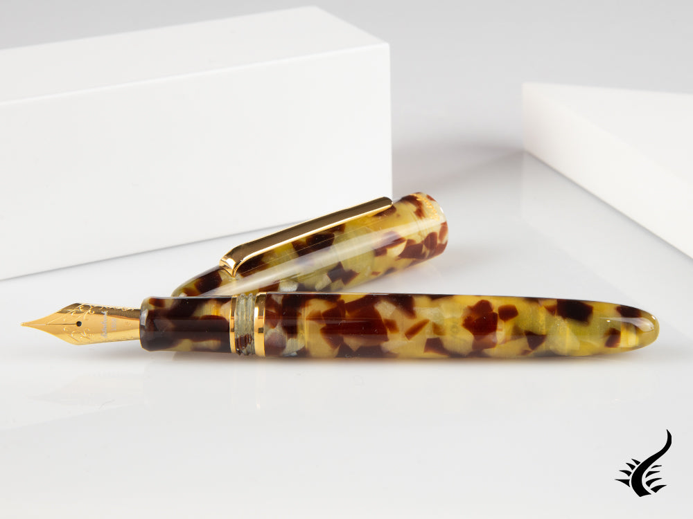 Esterbrook Estie Tortoise Fountain Pen, Black Resin, Gold plated, E136