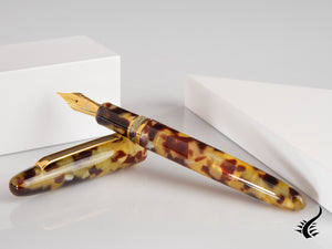 Esterbrook Estie Tortoise Fountain Pen, Black Resin, Gold plated, E136