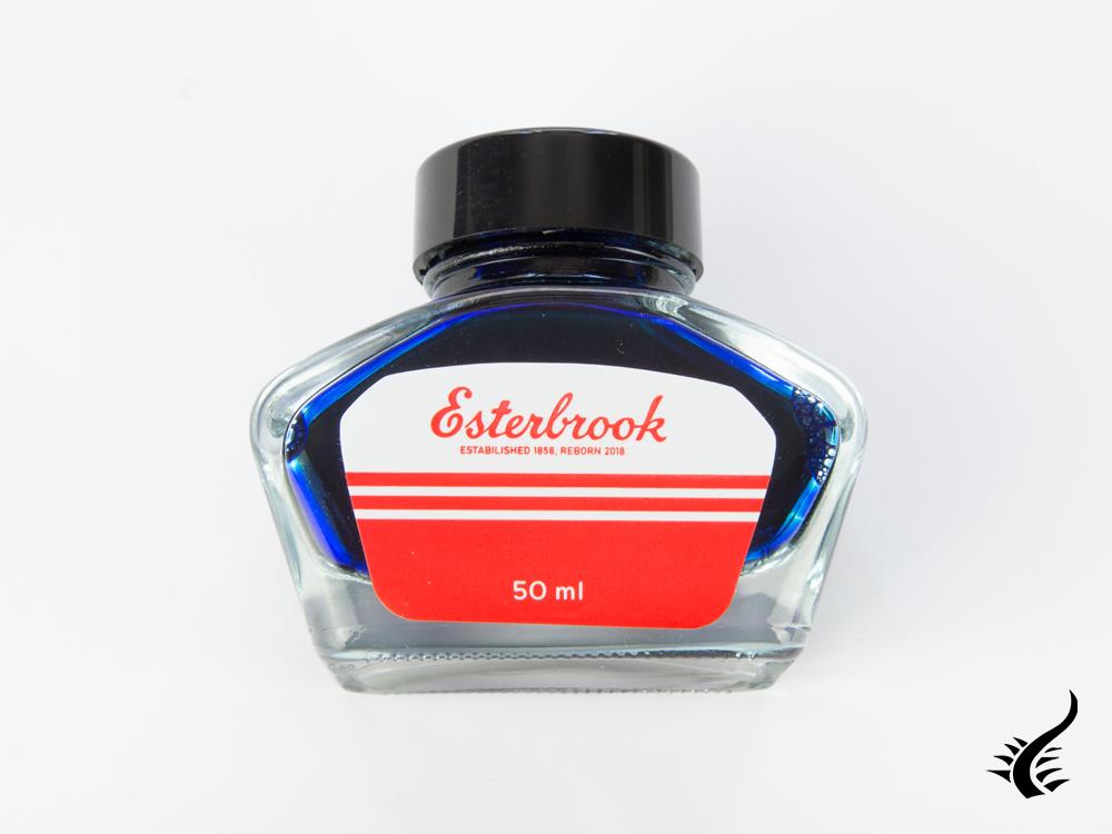 Bouteille d'encre Esterbrook Aqua, bleu, 50 ml, cristal, EINK-SHIMM-AQUA