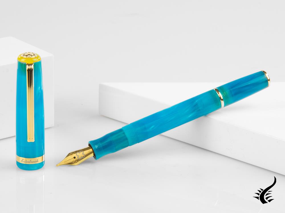 Stylo plume Esterbrook JR Blue Breeze, résine marbrée, bleu, EJRBB