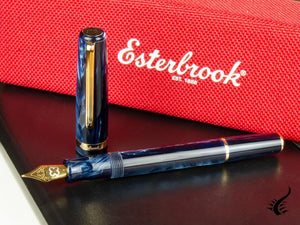 Stylo plume Esterbrook JR Capri, résine marbrée, bleu, EJR-BLUE