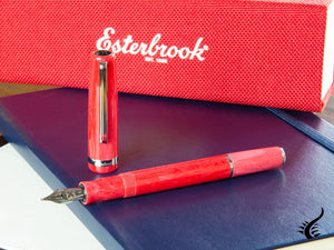 Stylo plume Esterbrook JR Carmine, résine marbrée, rouge, EJR-RED