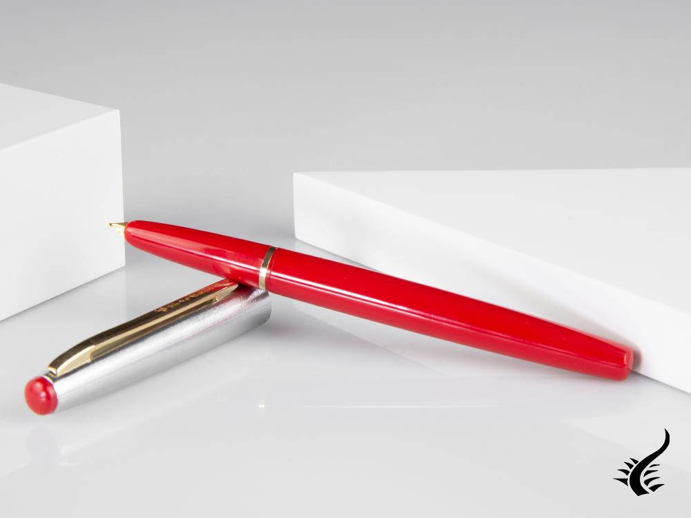 Stylo plume Esterbrook Phaeton 300R, résine rouge, chrome, E326