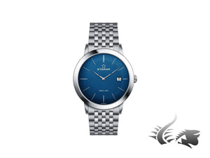 Eterna Eternity Gent Quartz watch, ETA 955.112, 40mm., Blue, Steel bracelet