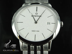 Eterna Eternity Gent Quartz watch, ETA 955.112, 40mm., Silver, Steel bracelet