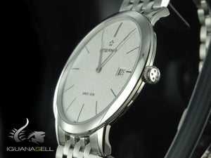 Montre à quartz Eterna Eternity Gent, ETA 955.112, 40 mm, argent, bracelet en acier