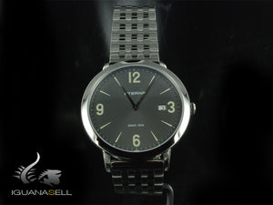 Montre à quartz Eterna Eternity Gent, ETA 955.112, 42 mm, gris, bracelet en acier