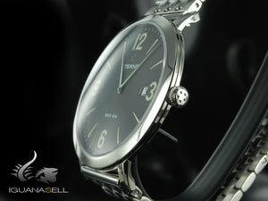 Montre à quartz Eterna Eternity Gent, ETA 955.112, 42 mm, gris, bracelet en acier