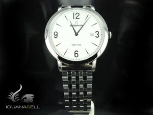 Montre à quartz Eterna Eternity Gent, ETA 955.112, 42 mm, argent, bracelet en acier