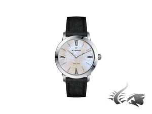 Montre à quartz Eterna Eternity Lady, 32 mm, nacre blanche, bracelet en cuir